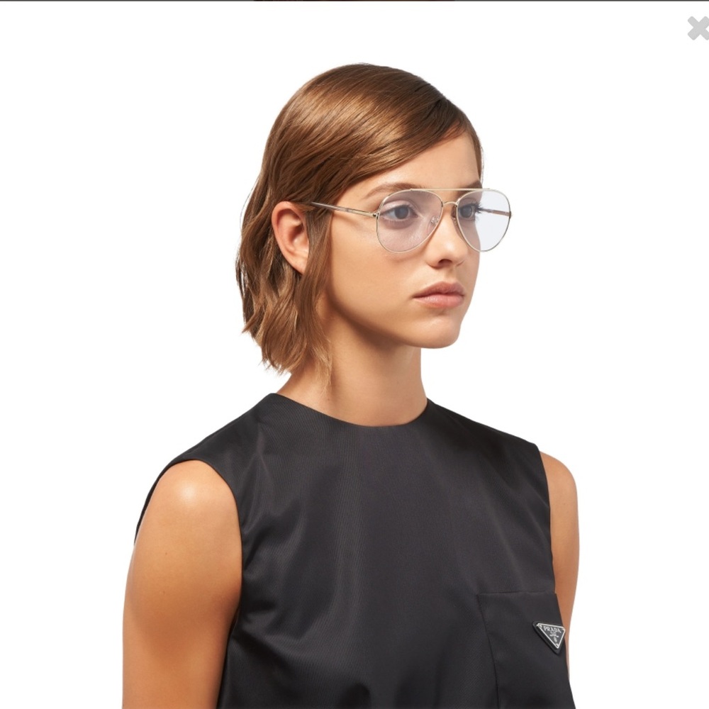 Prada Silver Metal Frame Glasses